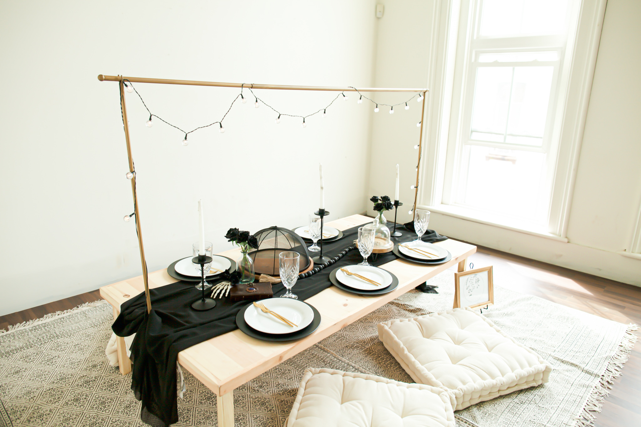 picnic setup with pumpkin cupcakes and halls fudge