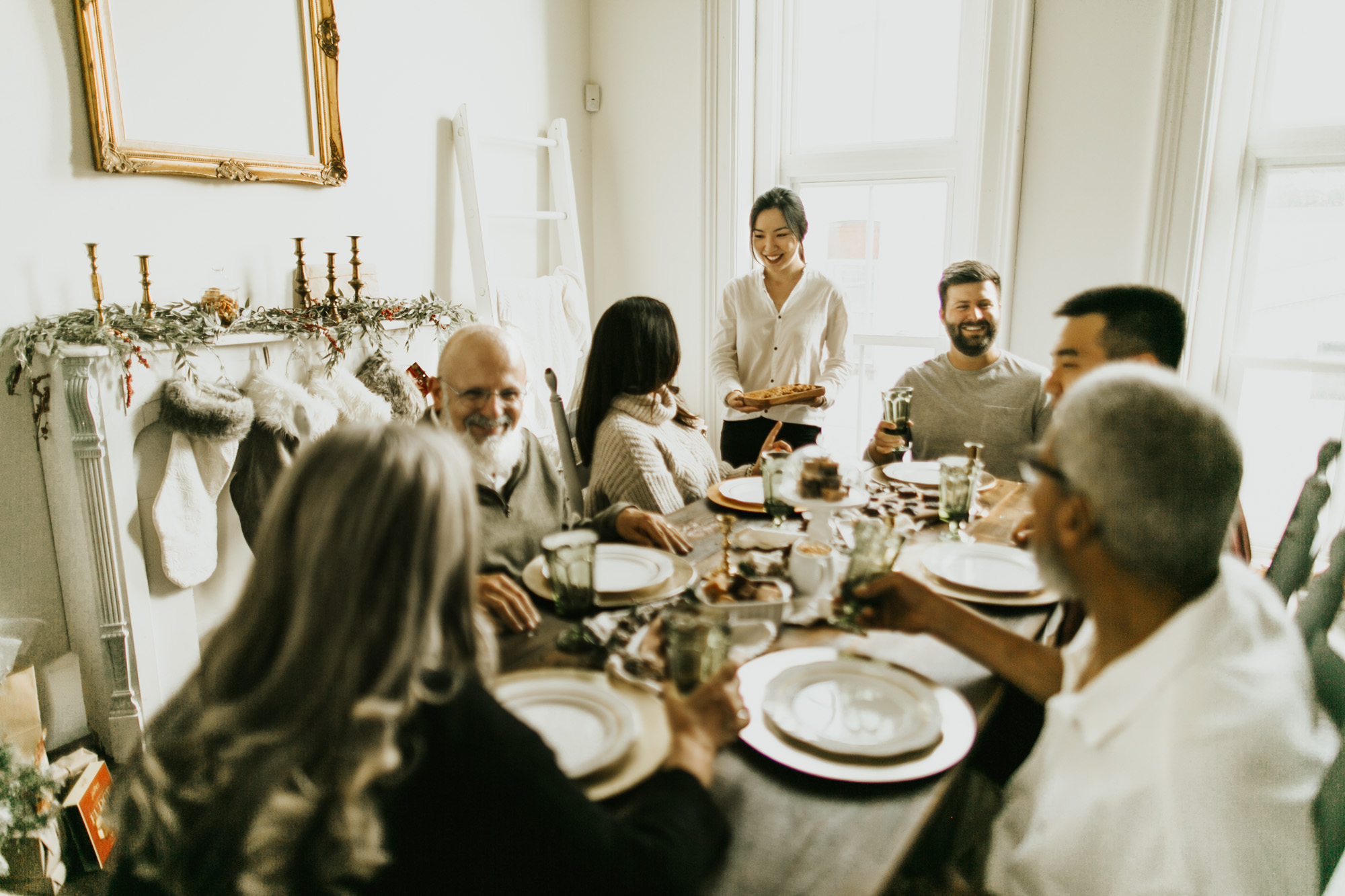 Christmas dinner with family sharing Hall's candies